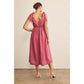 Raspberry Sorbet Shoulder Tie Midi Dress