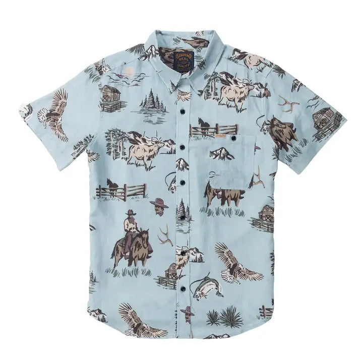 SALE City Slicker Button Up Short Sleeve- Sky Grande