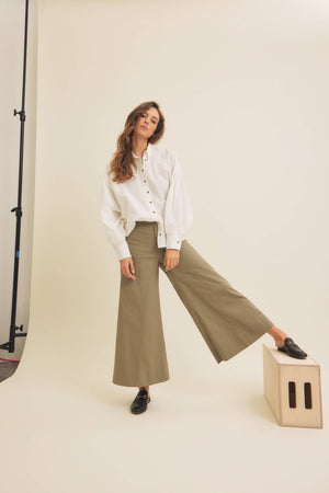 VOLUMINOUS SLEEVES BUTTON DOWN COTTON SHIRT