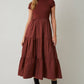 Mock Neck Knit & Woven Mixed Monochromatic Dress