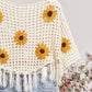 Boat Neck Fishnet SunFlower Top with Fringe detail