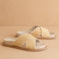 The Fabby | Beige Double Strap Raffia Slide
