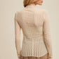 Semi Sheer Textured Lace Long-Sleeve Layering Top