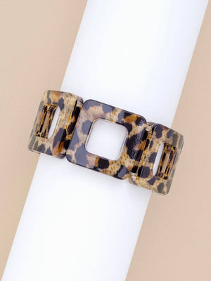 Resin Leopard Stretch Block Bracelet