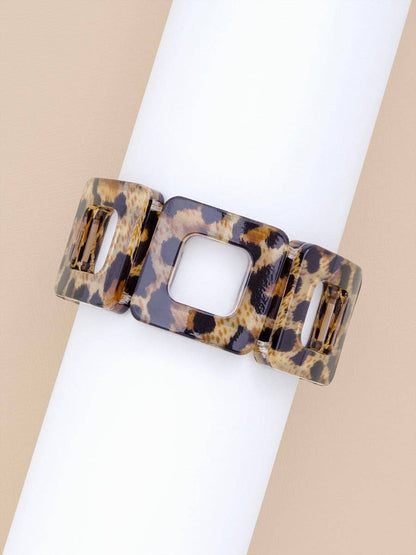 Resin Leopard Stretch Block Bracelet