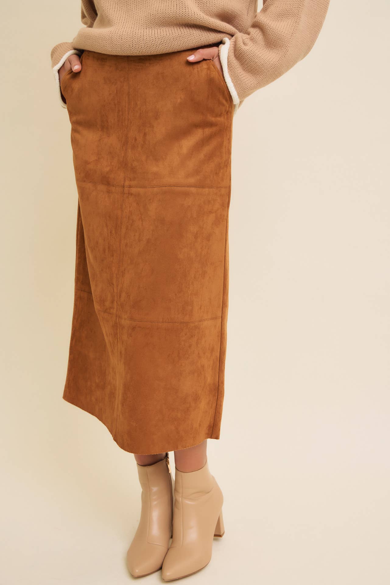 SALE Super Soft Suede Midi Skirt