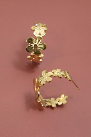 Gold Floral Hoop Earrings