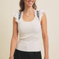 SALE Embroidered Flutter Sleeve Top