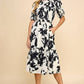 SALE Smocked Bodice Black & White Midi