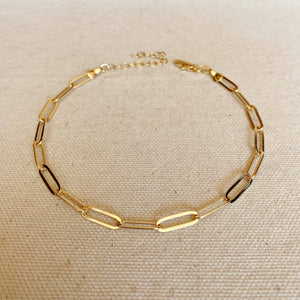 18k Gold Filled Classic Paperclip Chain Anklet