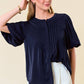 Pin Tuck Bubble Sleeve Blouse