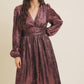 SALE SHINY NIGHTTIME METALLIC PLUNGE NECK MIDI DRESS