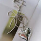 Silver Heart and Bow Bag Charm