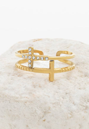 Golden Cross Serenity Ring