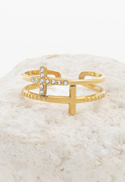 Golden Cross Serenity Ring