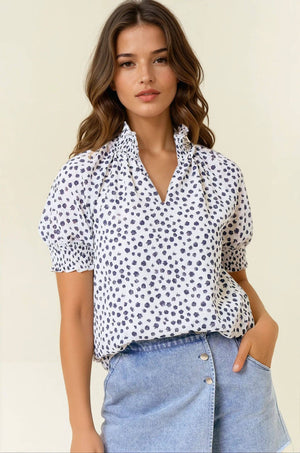 On The Dot Short Sleeve Blouse