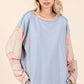 STAR PATCH LONG SLEEVE COLORBLOCK TOP