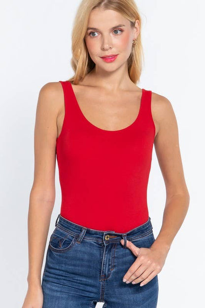 Sleeveless Double Scoop Neck Cotton Spandex