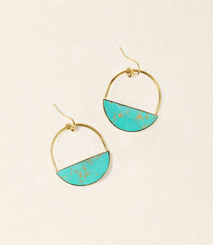 Sandhya Reconstituted Stone Hoop Drop Earrings - Turquoise