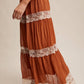 Fall for Me Tiered Lace-Trim Maxi Skirt