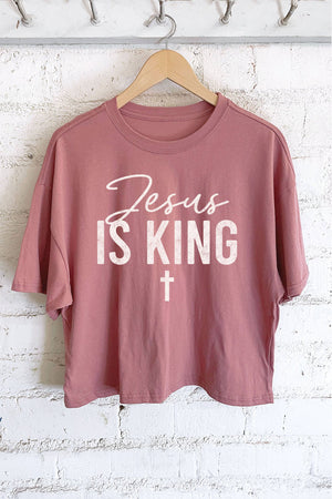 JESUS IS KING CROSS GRAPHIC LONG CROP TOP