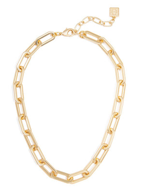 18k Gold-Plated Oblong Links Collar Necklace