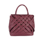 Woven detailed top handle small tote bag
