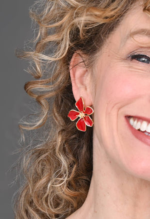 Bloom Earrings in Red