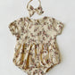 Baby Girls Floral Cotton Bubble Romper Dressy Anessa w/ BOW