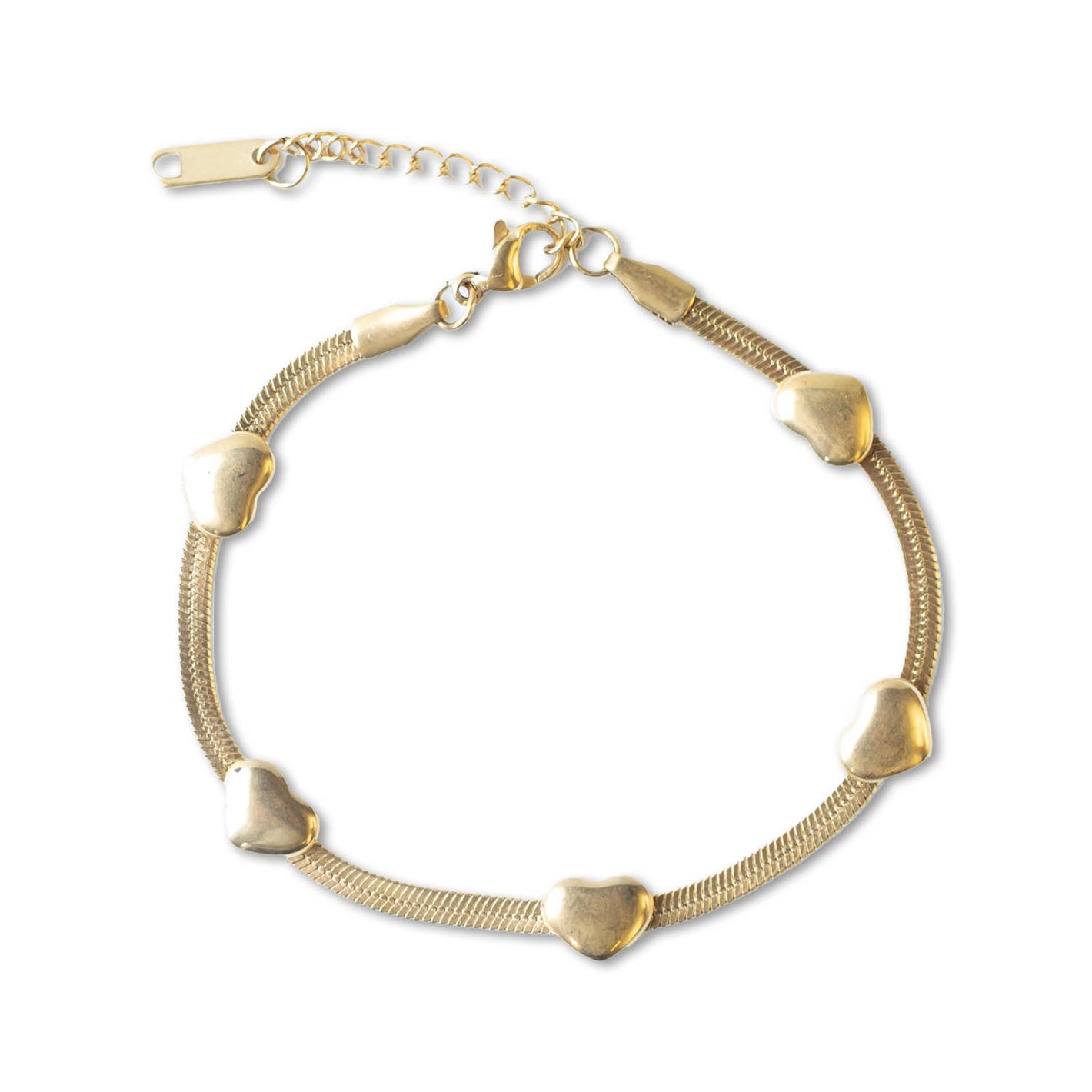 Gold Chain Bracelet-Herringbone Heart, Gilded Collection