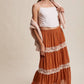 Fall for Me Tiered Lace-Trim Maxi Skirt
