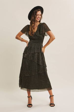 Spotlight Metallic Ruffled Dress