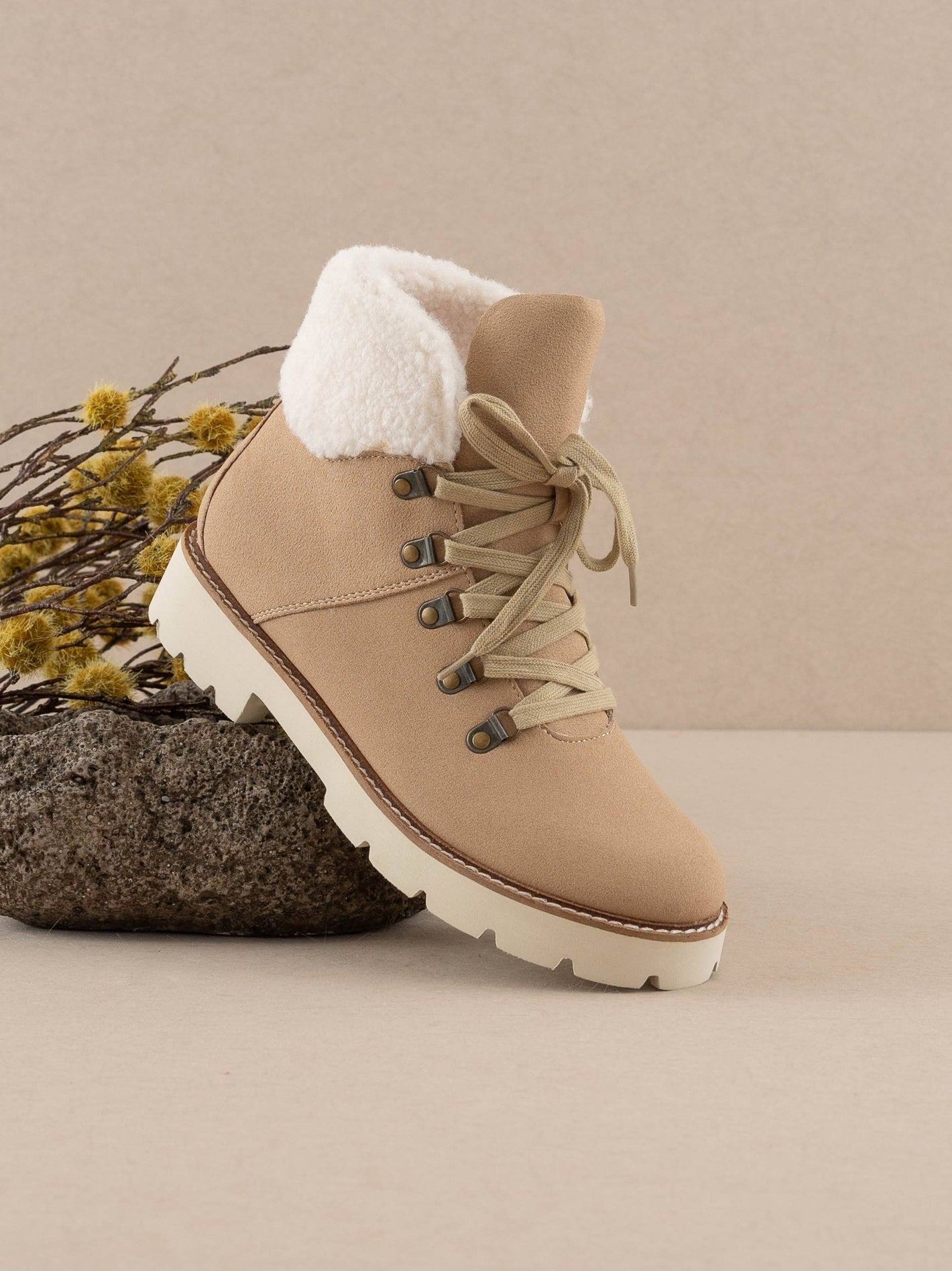 SALE The Kennedy Khaki | Faux Fur Bootie