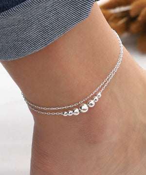 Sterling Silver Anklet with Beads