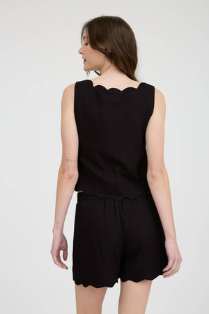 Scallop Trim Woven Top
