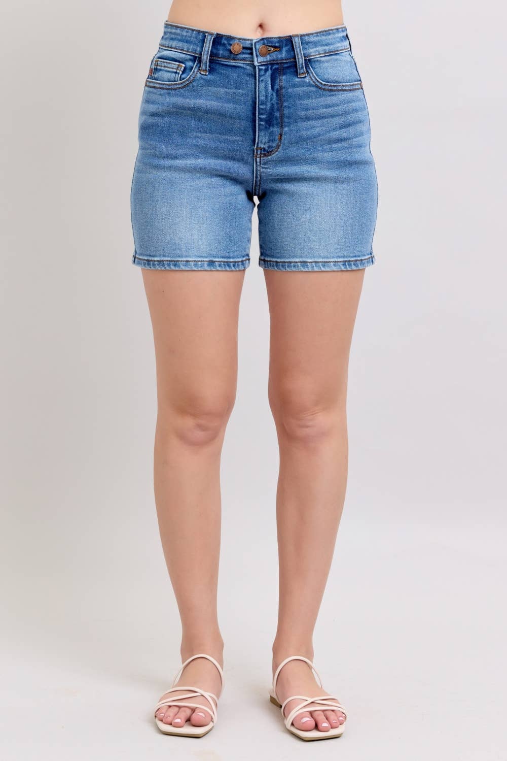 Judy Blue 2 Button Mid Length Dad Shorts