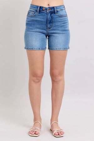 Judy Blue 2 Button Mid Length Dad Shorts