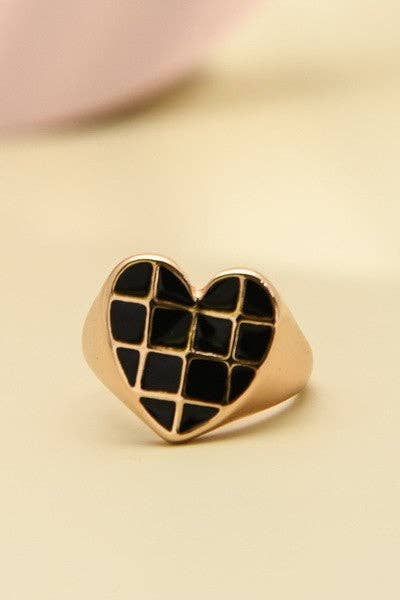 Checkered Heart Ring