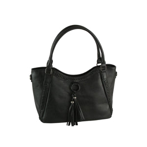 Whipstitch Tassel Bead Accented Shoulder Tote