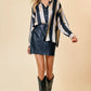 Oversized Striped Satin Button Down Blouse