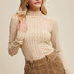 Semi Sheer Textured Lace Long-Sleeve Layering Top
