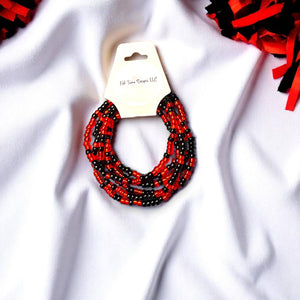 Red and Black Game Day Bracelet Stack