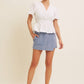 BUTTON-DOWN COTTON EYELET BLOUSE WITH SMOCKED BACK