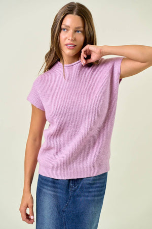 Lilac Drop Shoulder Mock Neck Sweater Top