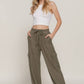 Waistband Drawstring Side Pocket Knit Corduroy Long Pants