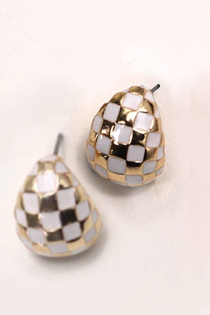 Checkered Half Moon Earrings