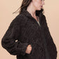 Fuzzy Fleece Cozy Cable Pattern Zip Up Jacket
