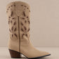 The Zinnia | Khaki Laser Cut Western Boot