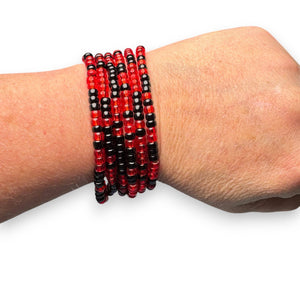 Red and Black Game Day Bracelet Stack