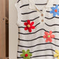 Stripe Knit Top with Daisy Patch